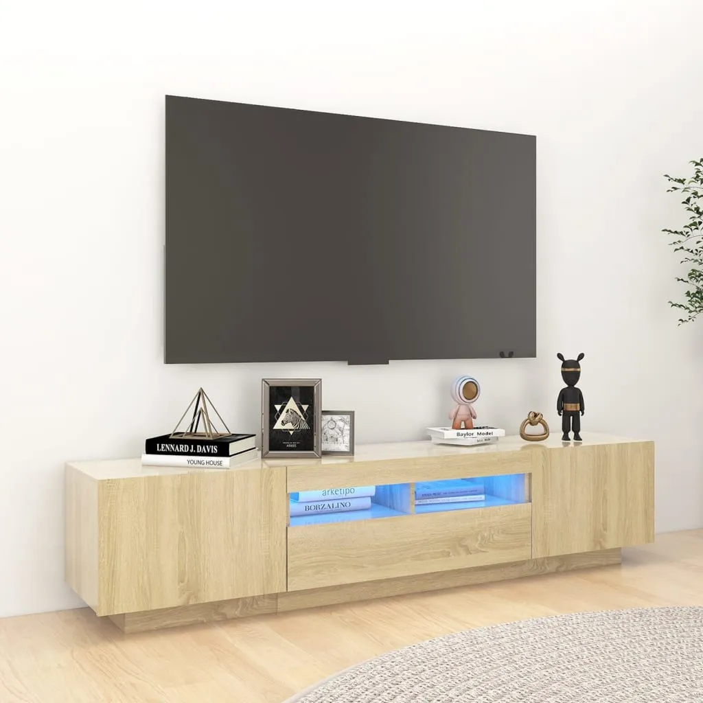 vidaXL Mobile Porta TV con Luci LED Rovere Sonoma 180x35x40 cm