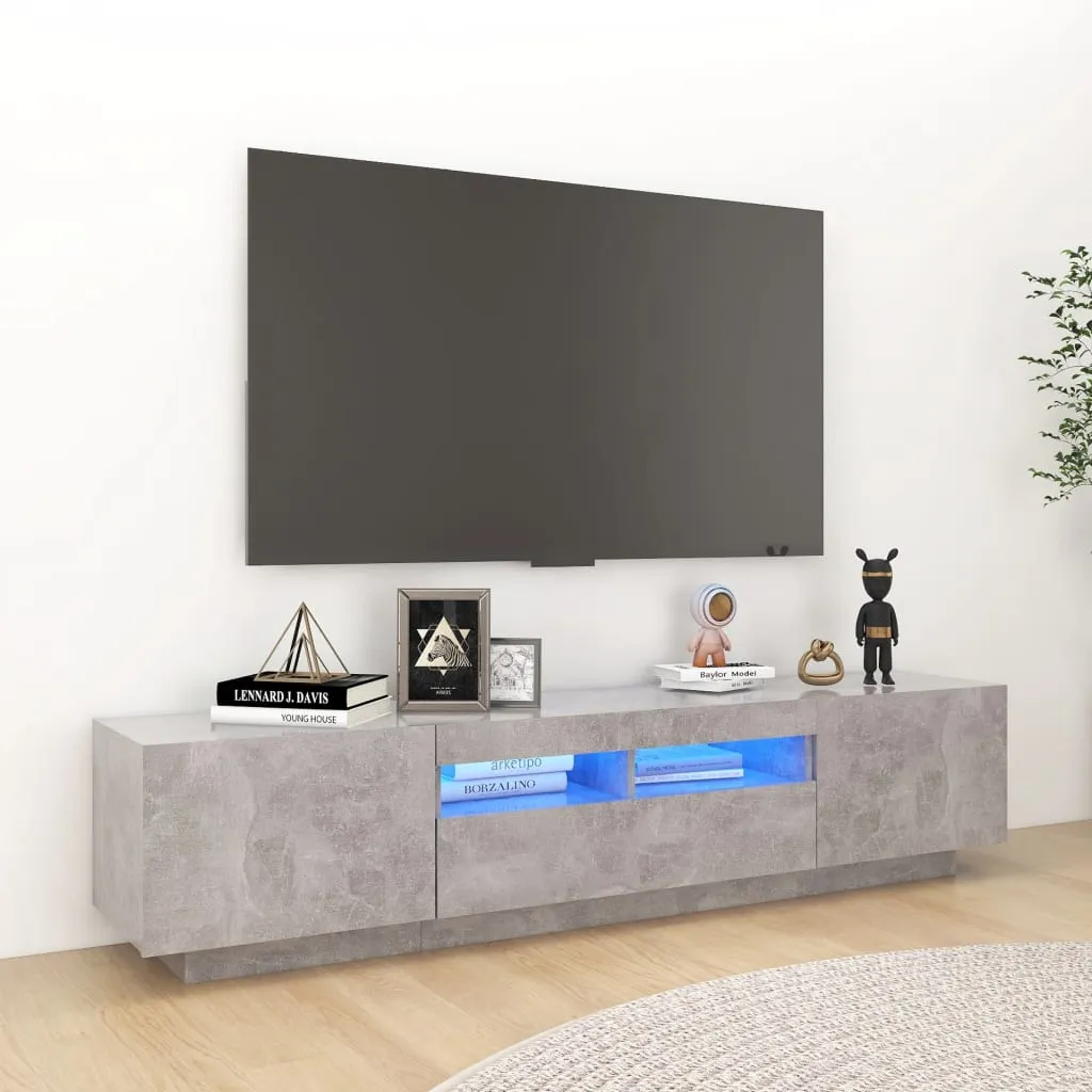 vidaXL Mobile Porta TV con Luci LED Grigio Cemento 180x35x40 cm