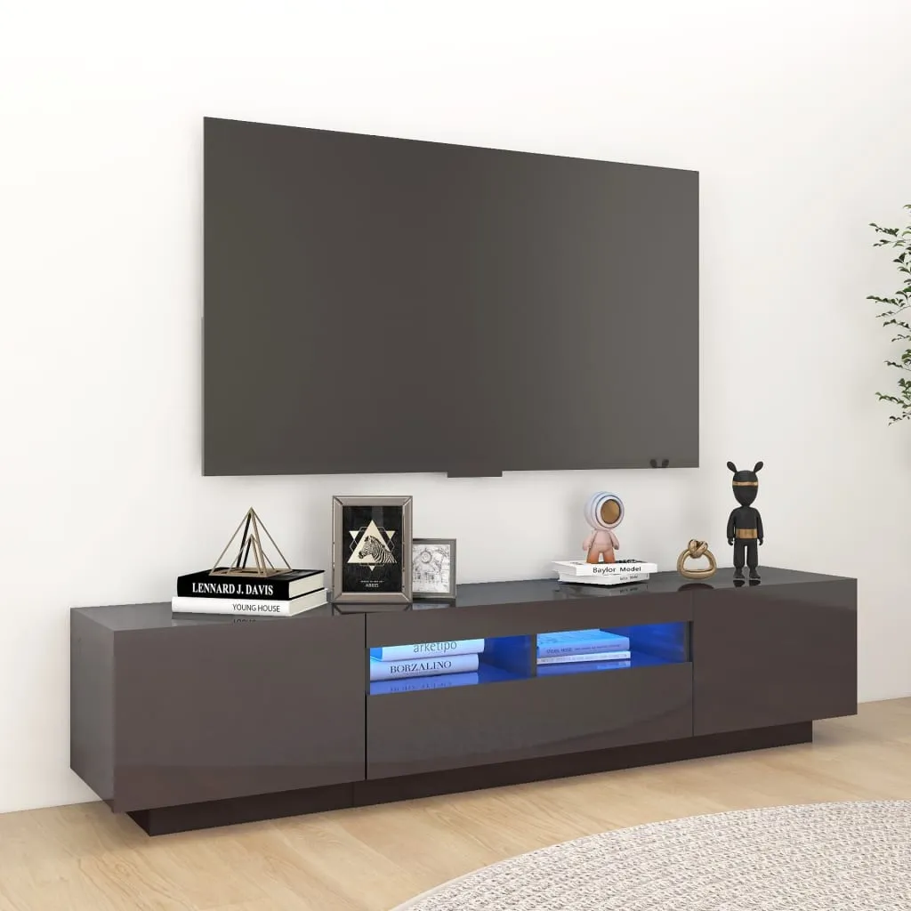 vidaXL Mobile Porta TV con Luci LED Grigio Lucido 180x35x40 cm