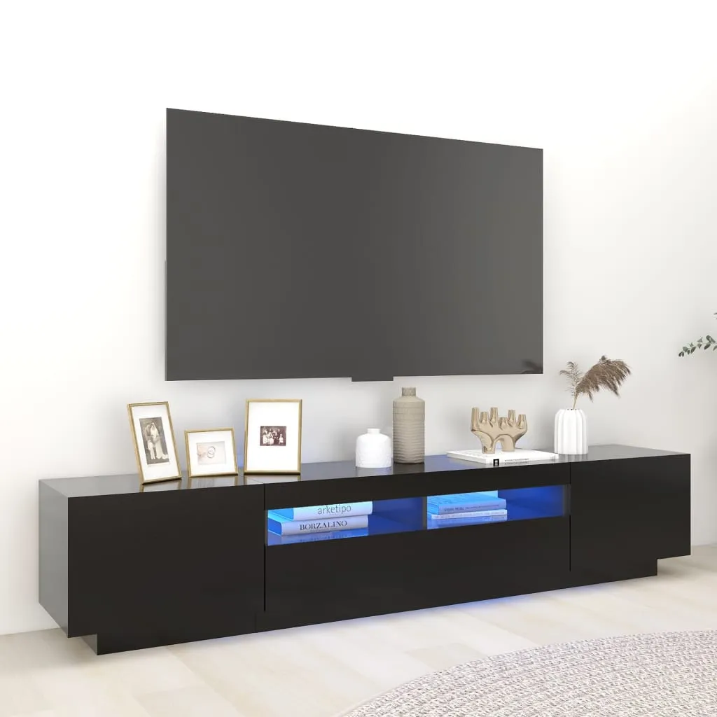 vidaXL Mobile Porta TV con Luci LED Nero 200x35x40 cm