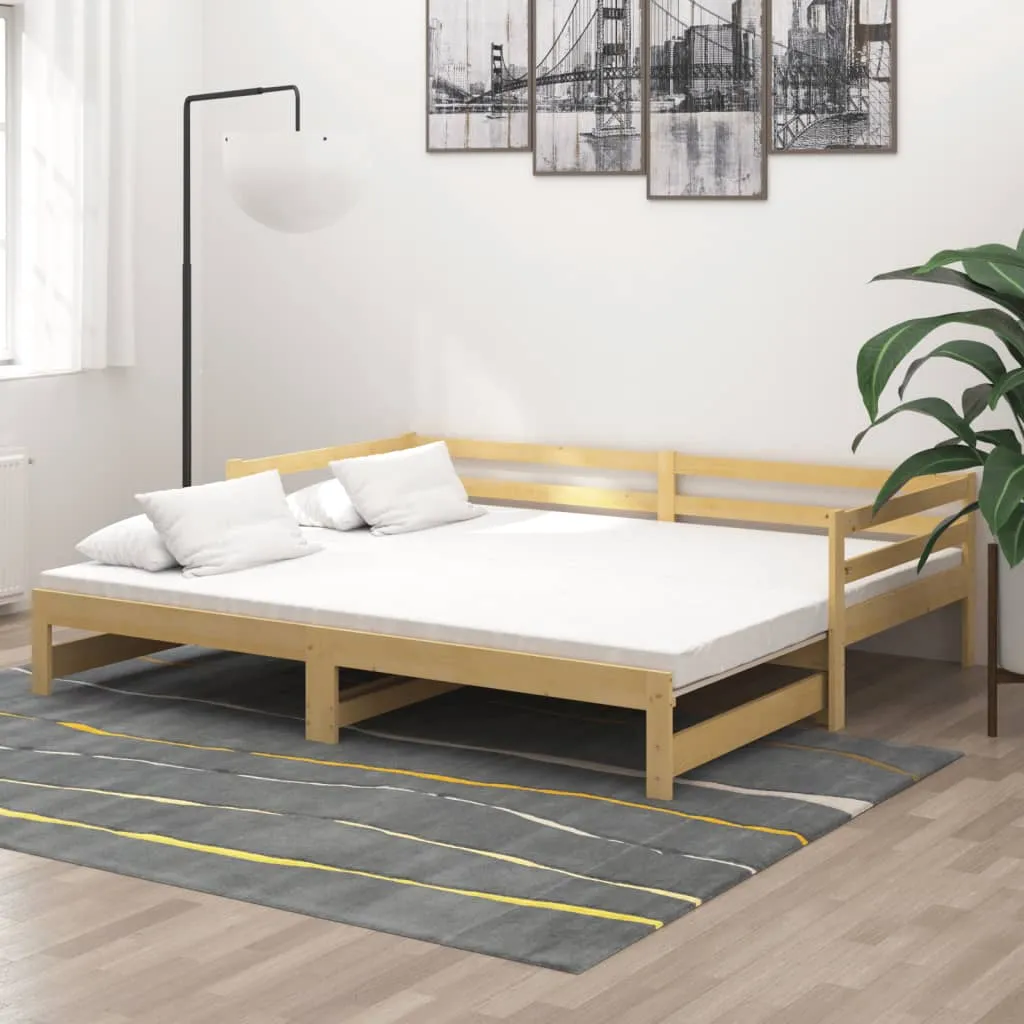 vidaXL Divano Letto Estraibile in Legno Massello di Pino 2x(90x200) cm