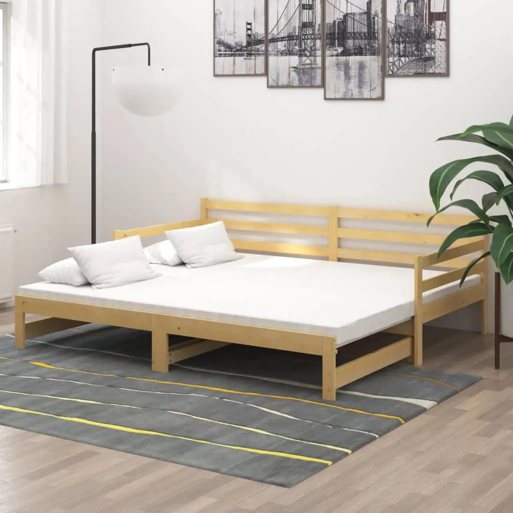 vidaXL Divano Letto Estraibile in Legno Massello di Pino 2x(90x200) cm