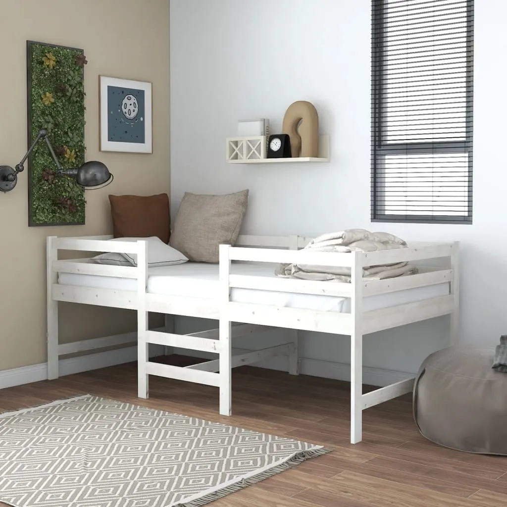 vidaXL Letto Medio-Alto Bianco in Legno Massello di Pino 90x200 cm