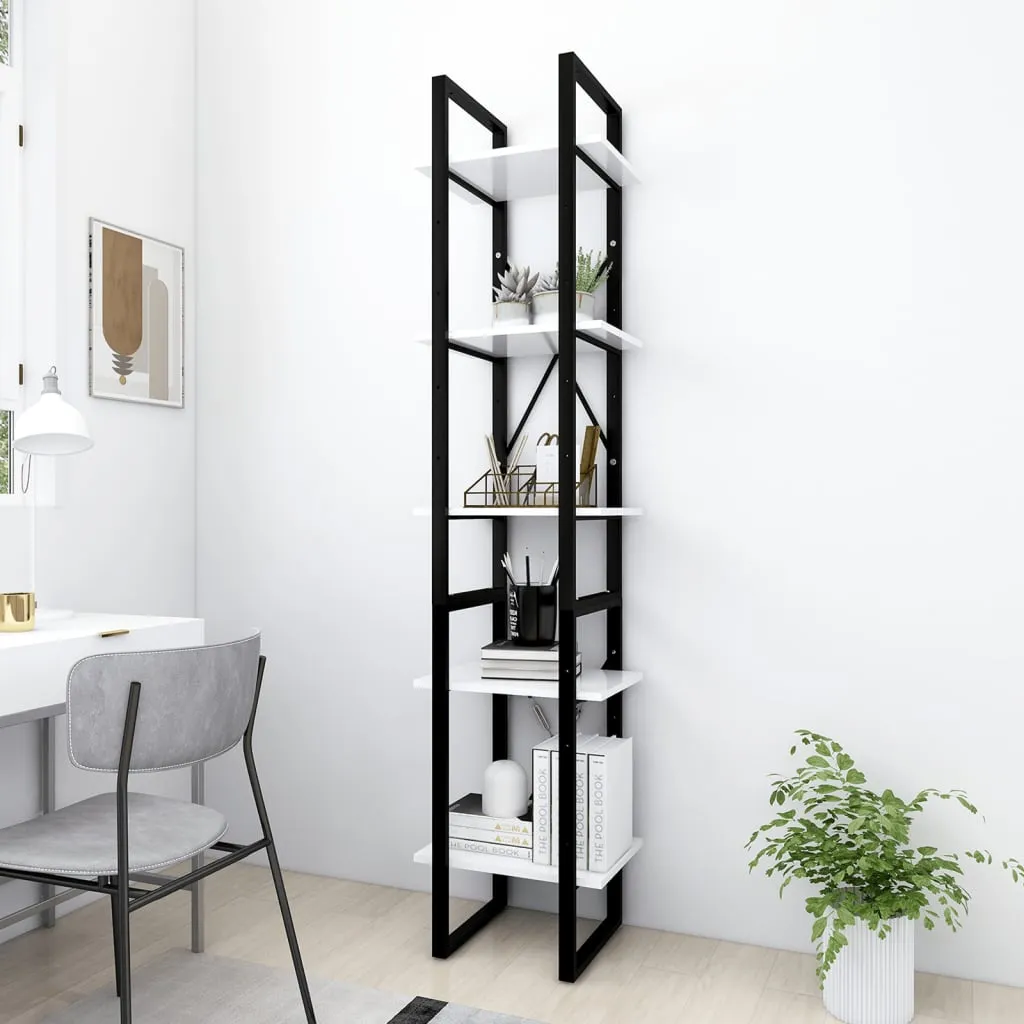 vidaXL Libreria a 5 Ripiani Bianca 40x30x175 cm in Legno Multistrato