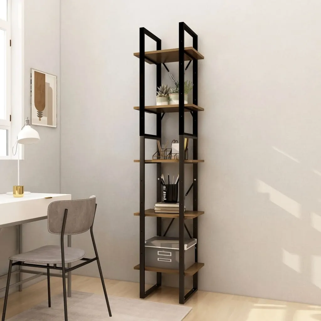 vidaXL Libreria a 5 Ripiani Marrone 40x30x175 cm in Legno di Pino