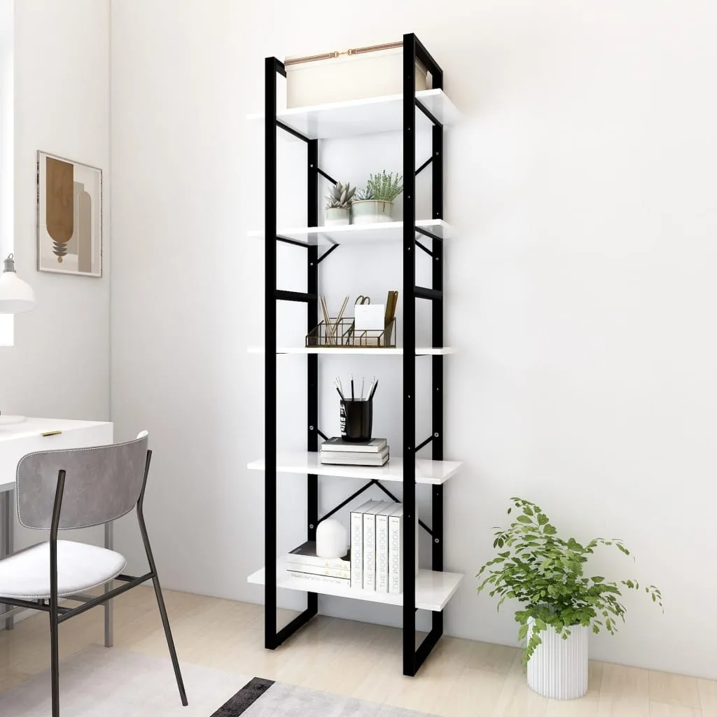 vidaXL Libreria a 5 Ripiani Bianca 60x30x175 cm in Legno Multistrato