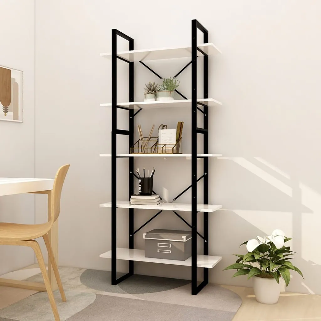 vidaXL Libreria a 5 Ripiani Bianca 80x30x175 cm in Legno Multistrato