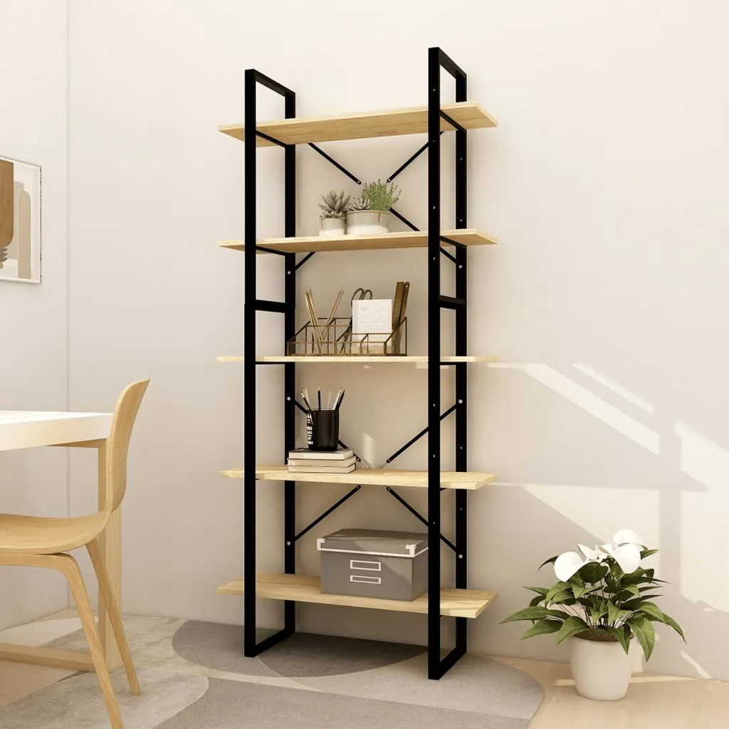 vidaXL Libreria a 5 Ripiani 80x30x175 cm in Legno Massello di Pino