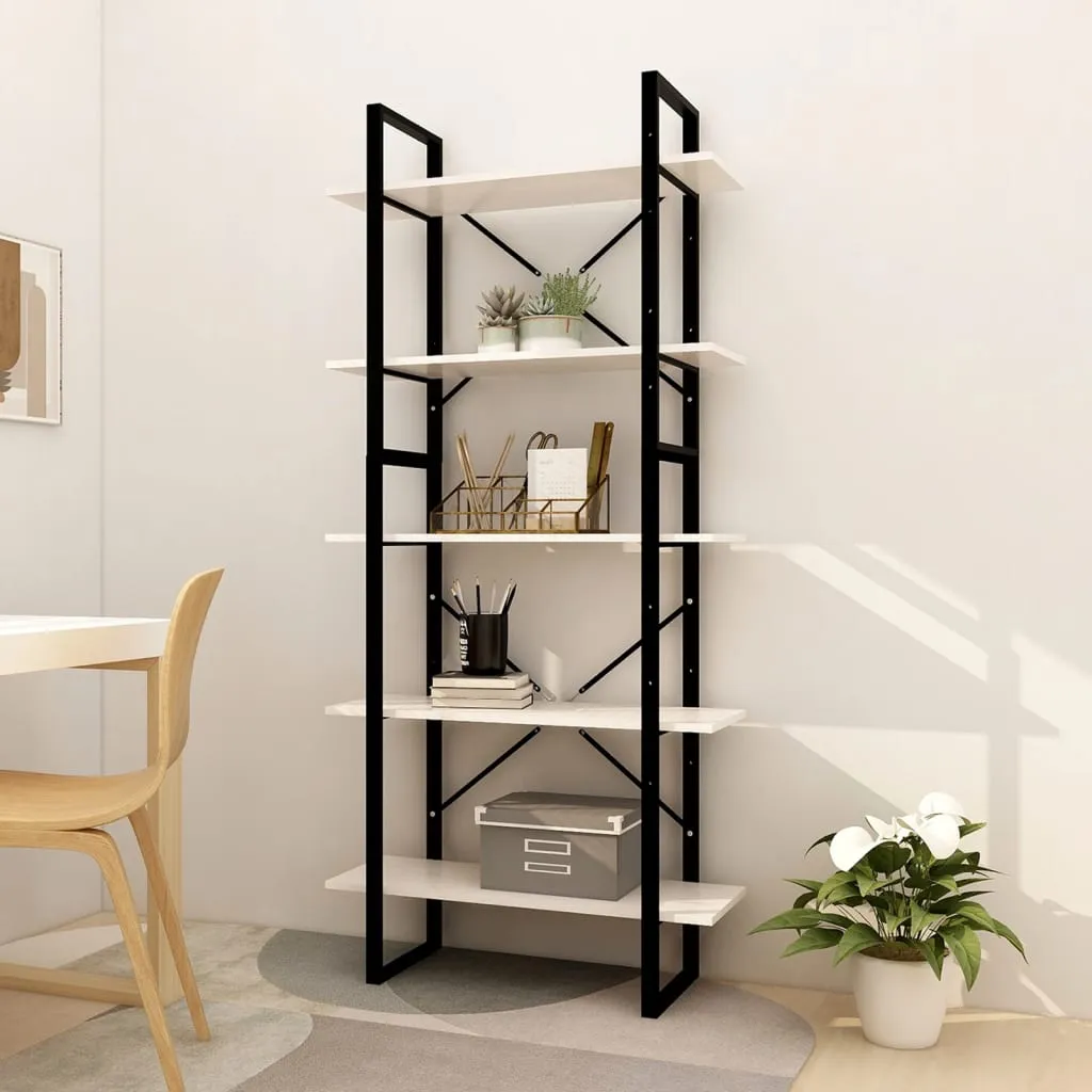 vidaXL Libreria a 5 Ripiani Bianca 80x30x175 cm in Legno di Pino