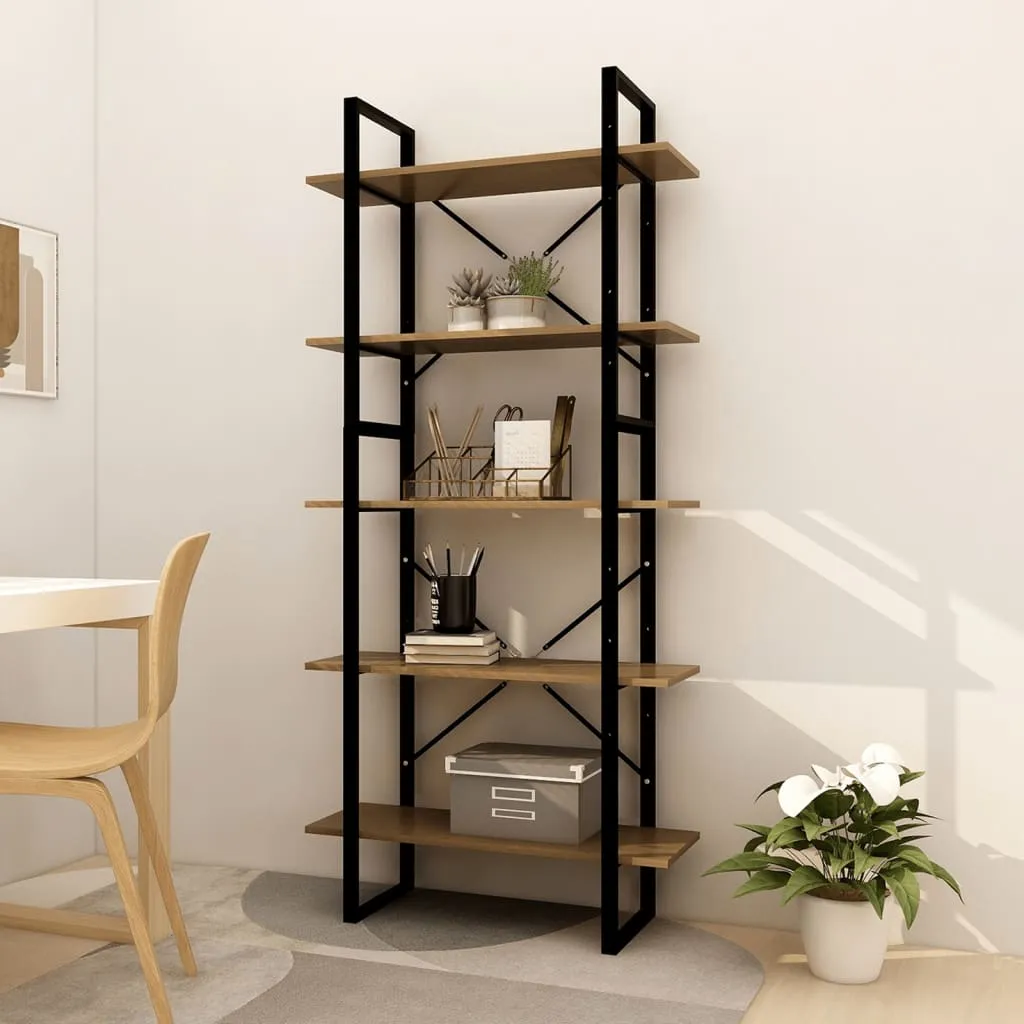 vidaXL Libreria a 5 Ripiani Marrone 80x30x175 cm in Legno di Pino