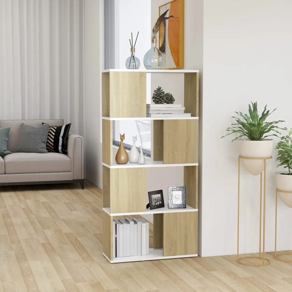 vidaXL Libreria/Divisorio Bianco e Rovere Sonoma 80x24x192 cm