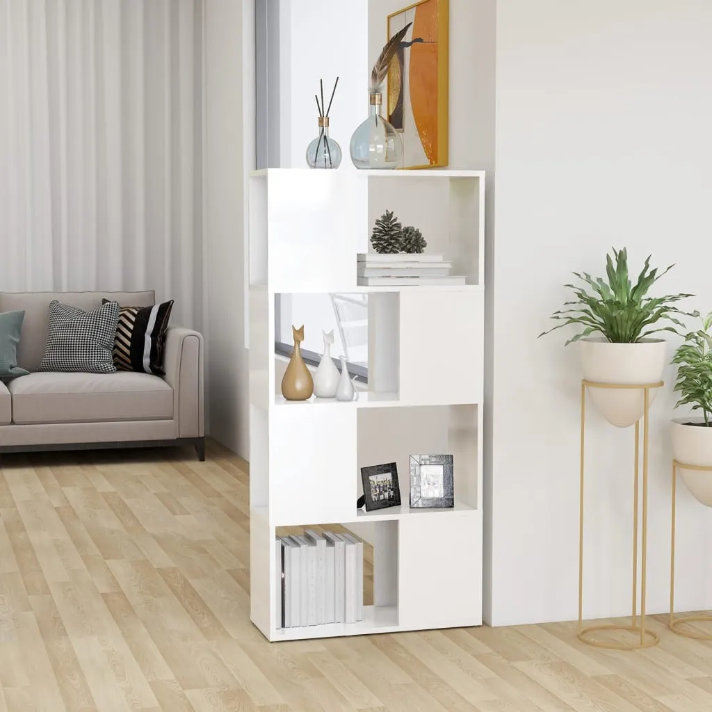 vidaXL Libreria/Divisorio Bianco Lucido 60x24x124,5 cm