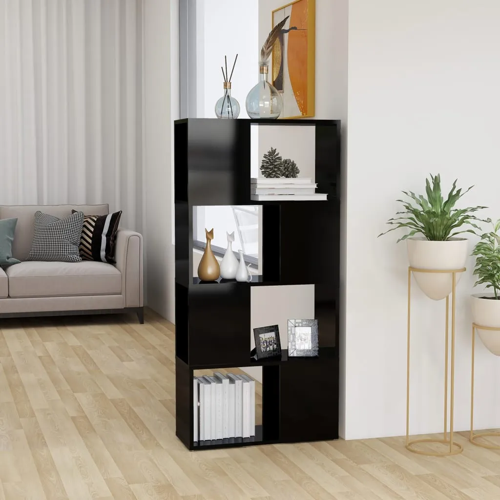 vidaXL Libreria/Divisorio Nero Lucido 60x24x124,5 cm