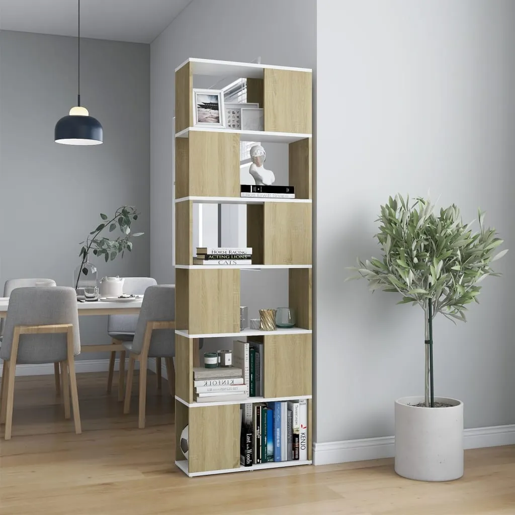 vidaXL Libreria/Divisorio Bianco e Rovere Sonoma 60x24x186 cm