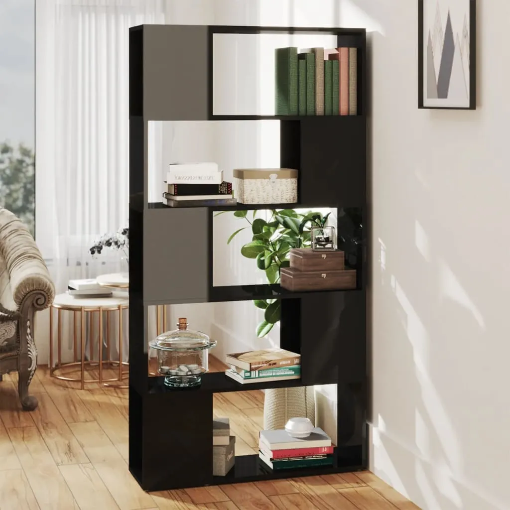 vidaXL Libreria/Divisorio Nero Lucido 80x24x155 cm in Truciolato