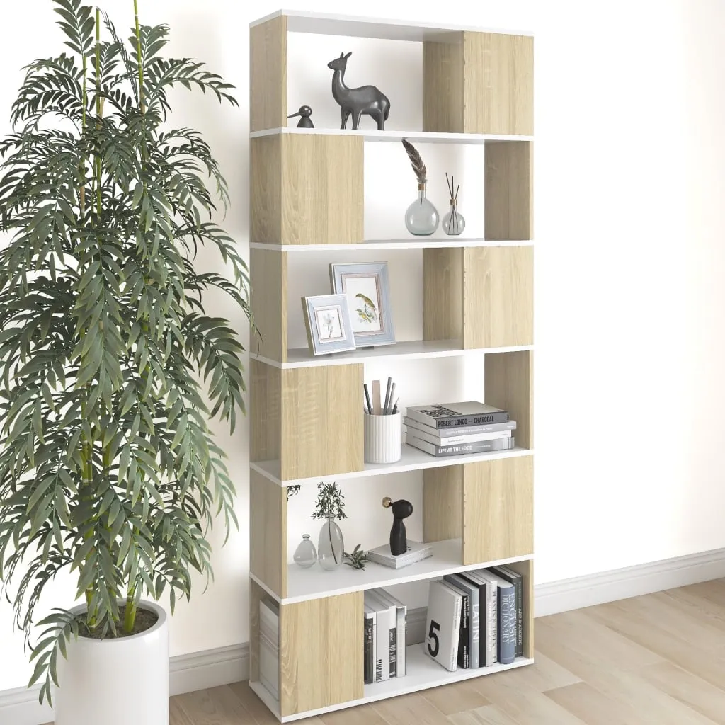 vidaXL Libreria/Divisorio Bianco e Rovere 80x24x186 cm in Truciolato