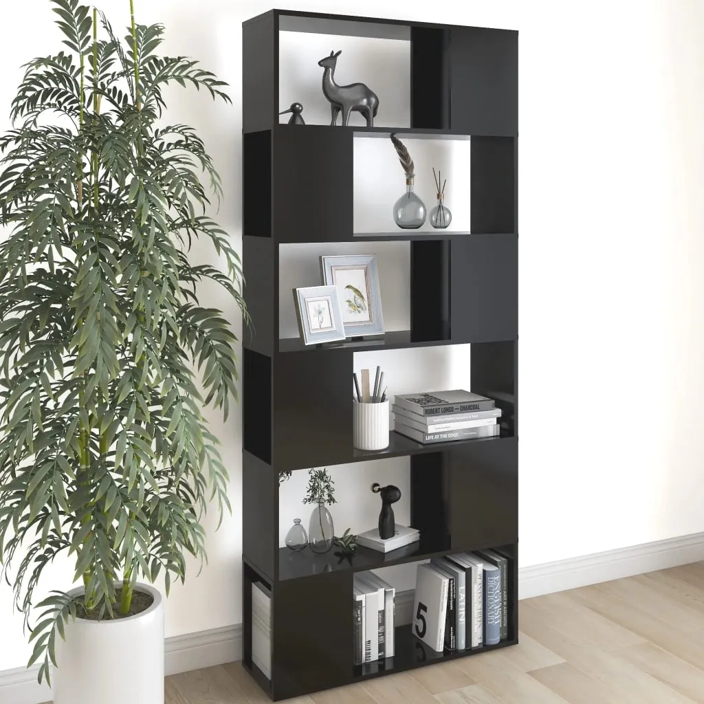 vidaXL Libreria/Divisorio Nero Lucido 80x24x186 cm in Truciolato