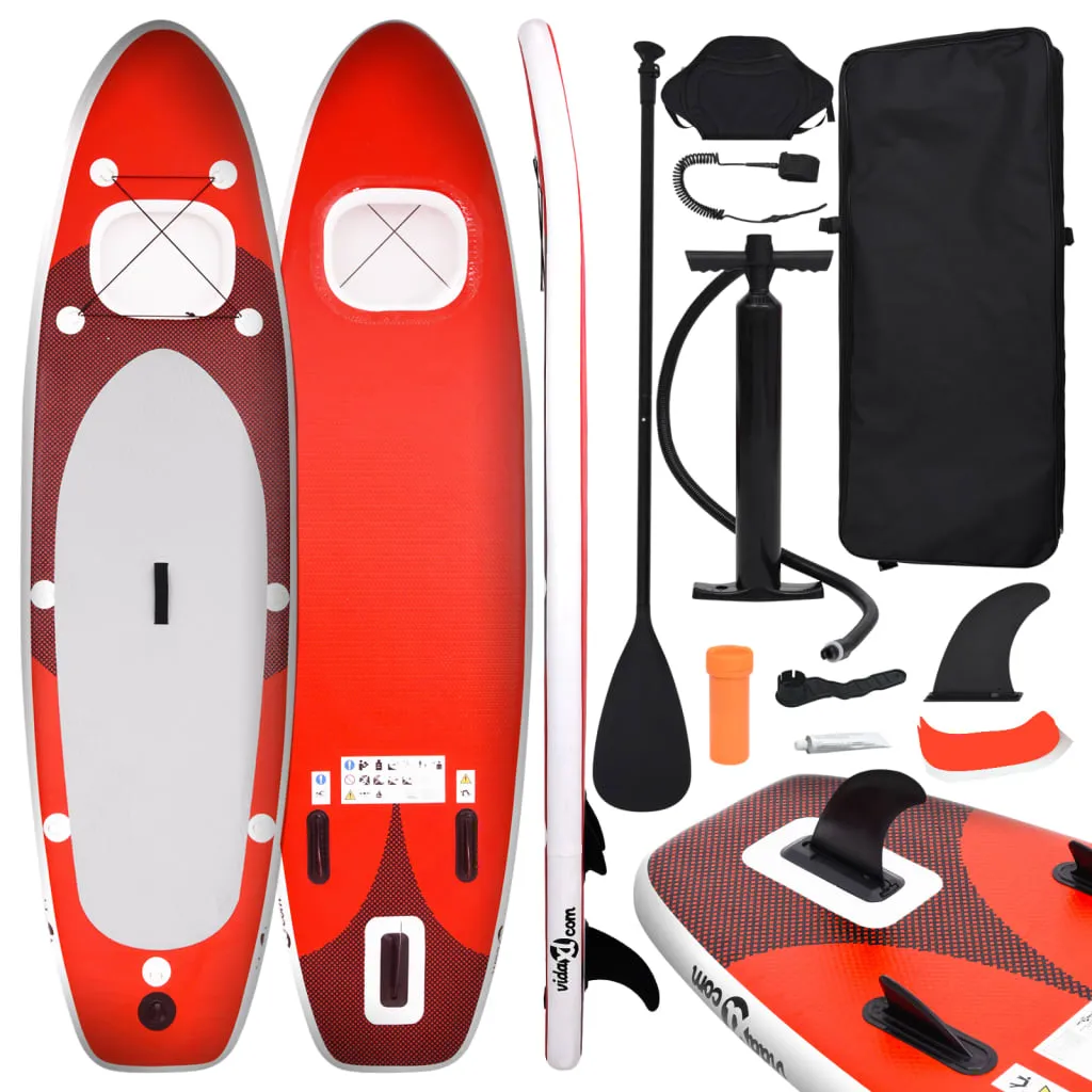 vidaXL Set Tavola SUP Gonfiabile Rossa 360x81x10 cm