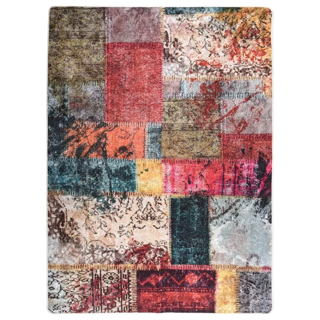 vidaXL Tappeto Lavabile Patchwork 120x180 cm Multicolore Antiscivolo