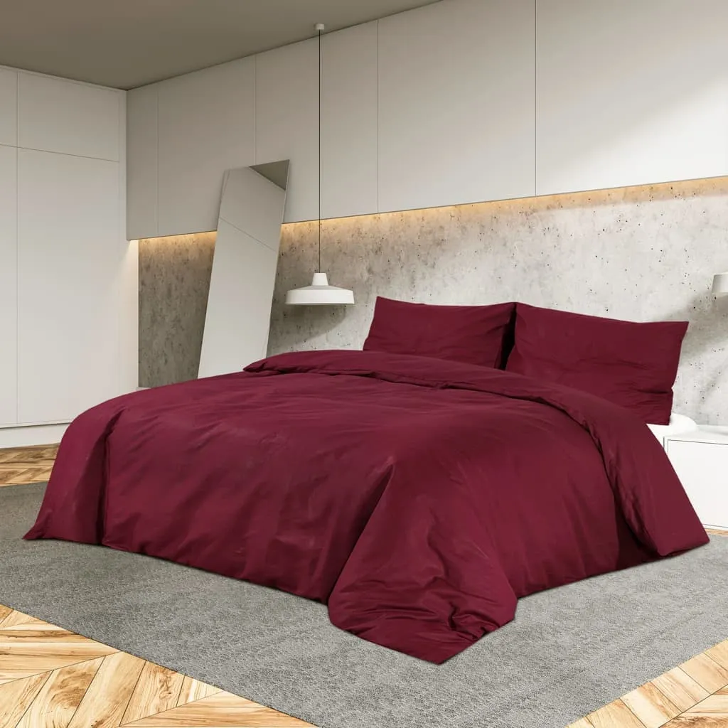 vidaXL Set Copripiumino Bordeaux 200x200 cm in Microfibra Leggera