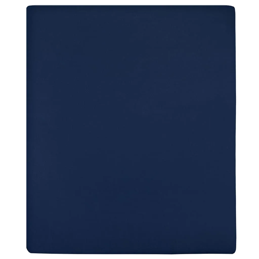 vidaXL Lenzuola con Angoli Jersey 2pz Blu Marino 160x200 cm Cotone