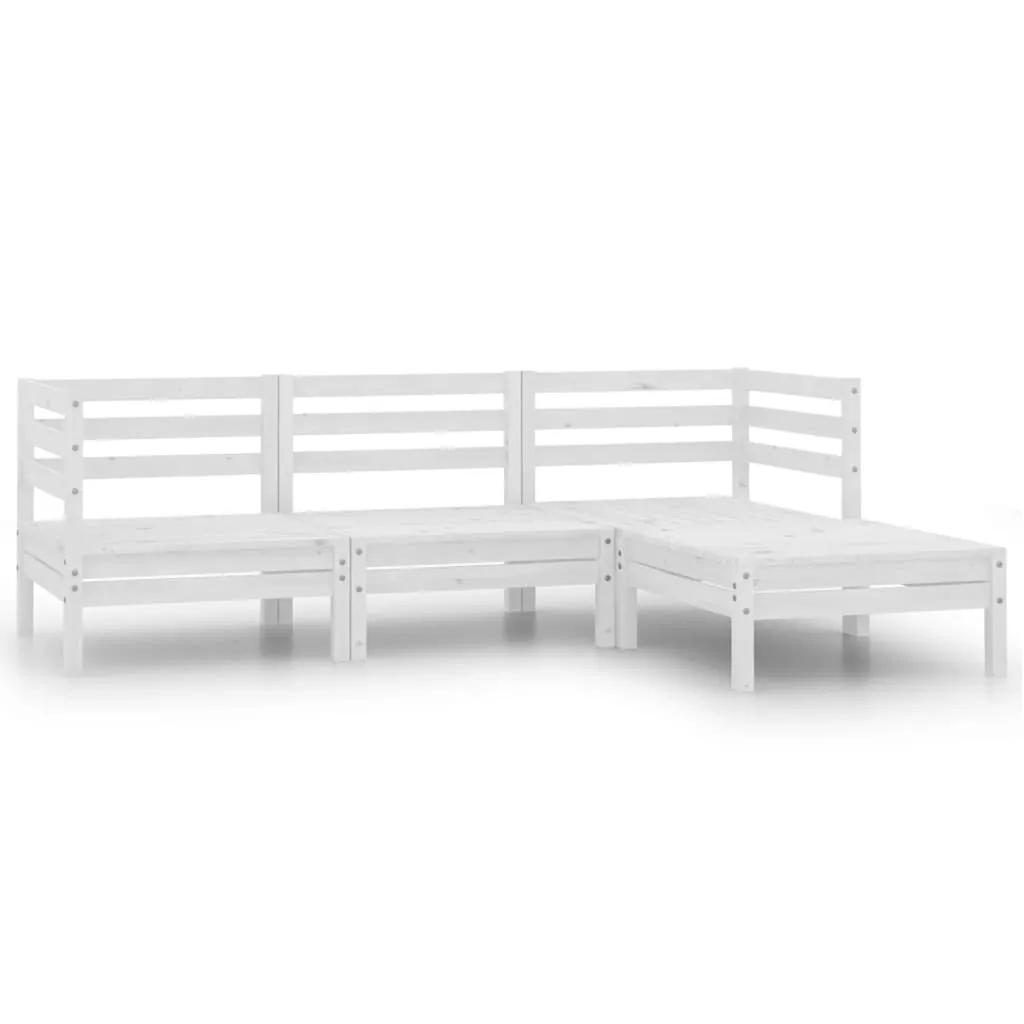 vidaXL Set Divani da Giardino 4 pz in Legno Massello di Pino Bianco