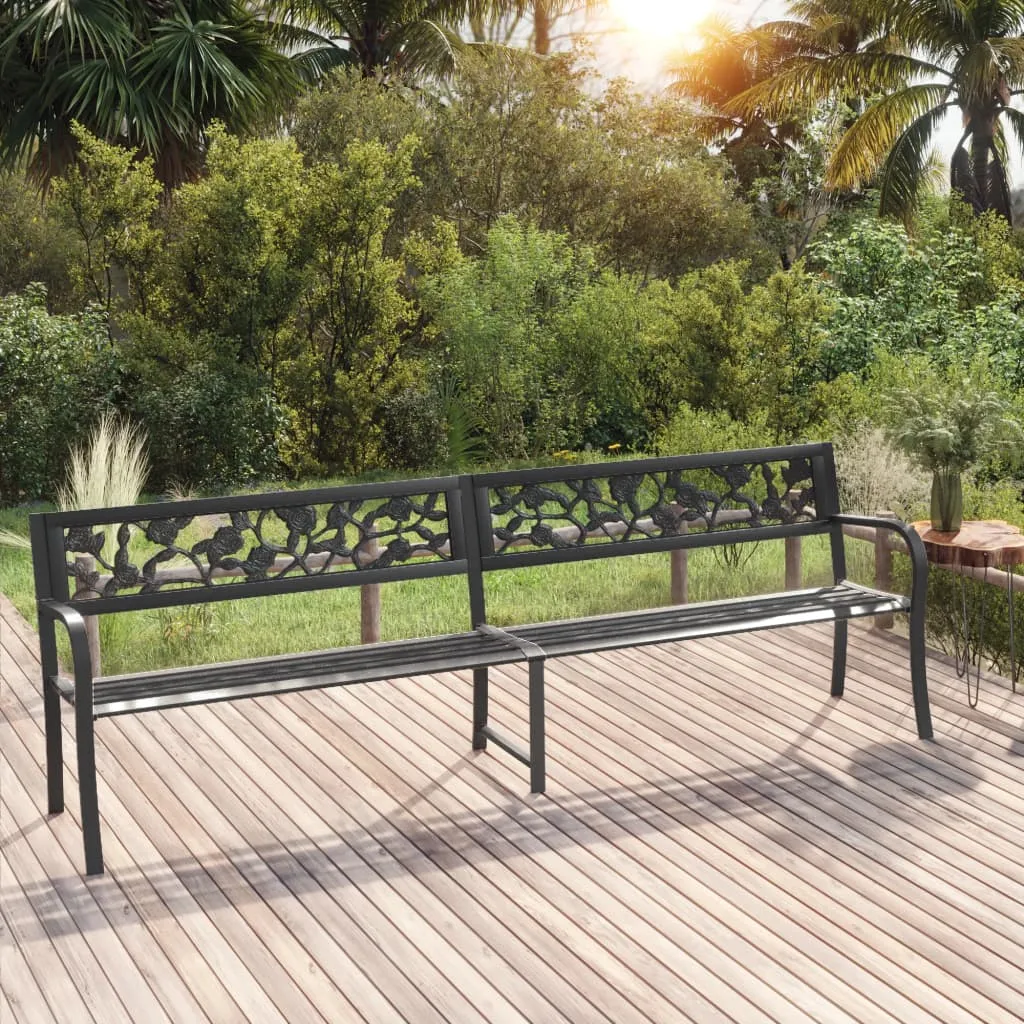 vidaXL Panca da Giardino Doppia 246 cm Nera in Acciaio