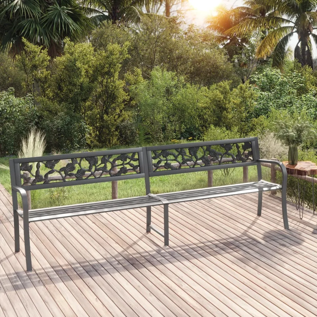 vidaXL Panca da Giardino Doppia 246 cm Grigia in Acciaio