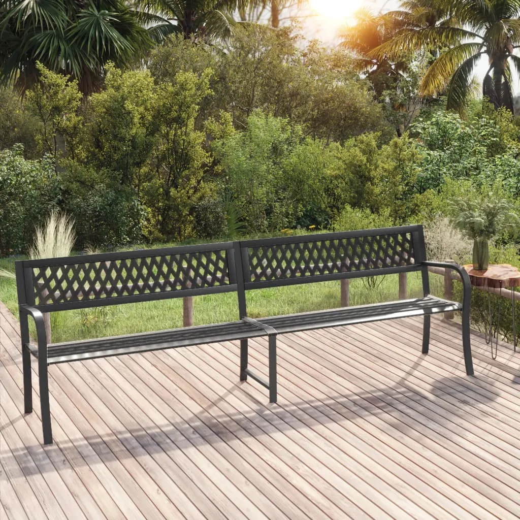 vidaXL Panca da Giardino Doppia 246 cm Nera in Acciaio