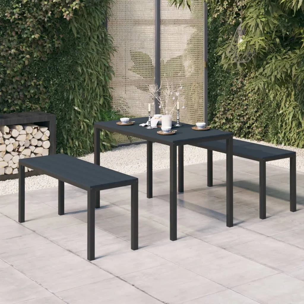 vidaXL Set da Pranzo da Giardino 3 pz in Acciaio e WPC Nero