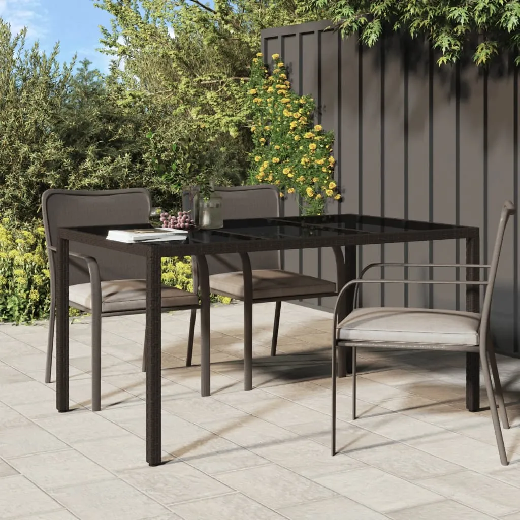 vidaXL Tavolo Giardino 150x90x75cm Vetro Temperato Polyrattan Marrone