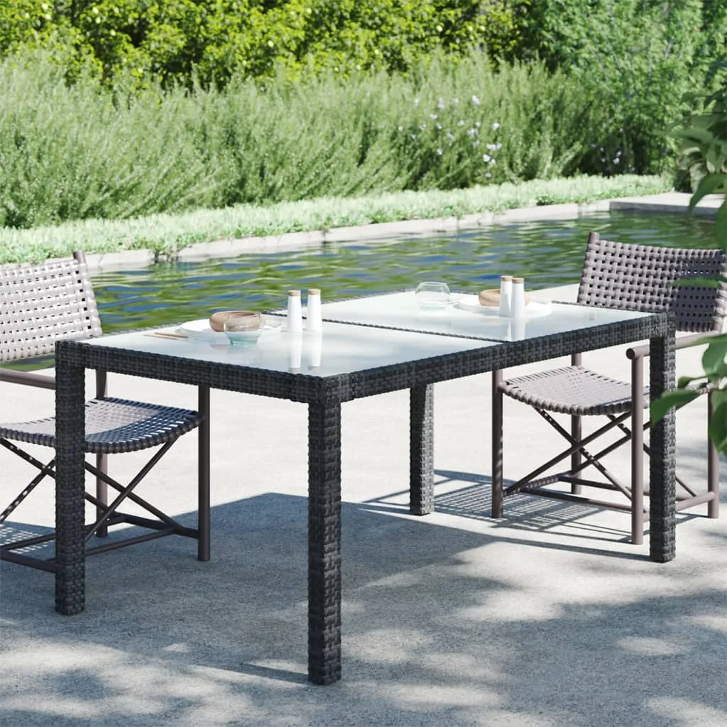 vidaXL Tavolo Giardino 150x90x75 cm Vetro Temperato e Polyrattan Nero