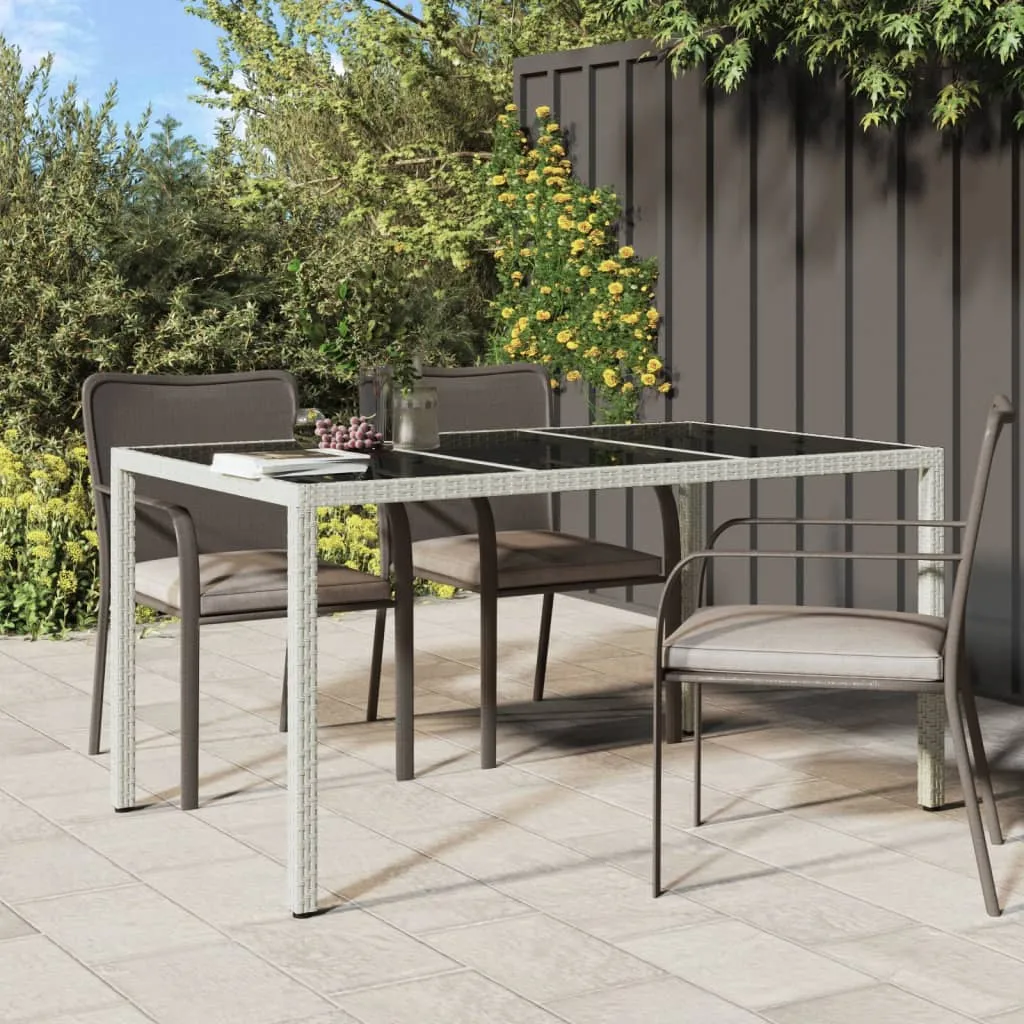 vidaXL Tavolo Giardino 150x90x75cm Vetro Temperato Polyrattan Bianco