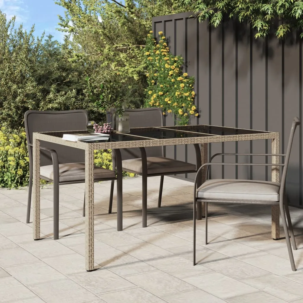 vidaXL Tavolo Giardino 150x90x75cm Vetro Temperato Polyrattan Beige