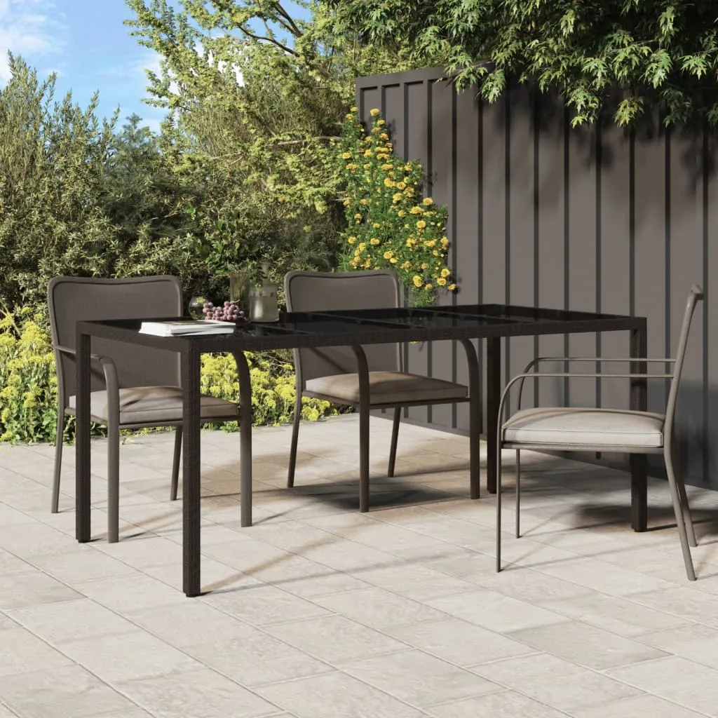 vidaXL Tavolo Giardino Marrone 190x90x75cm Vetro Temperato Polyrattan