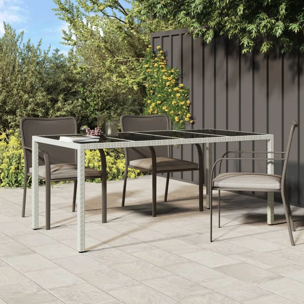 vidaXL Tavolo Giardino Bianco 190x90x75 cm Vetro Temperato Polyrattan