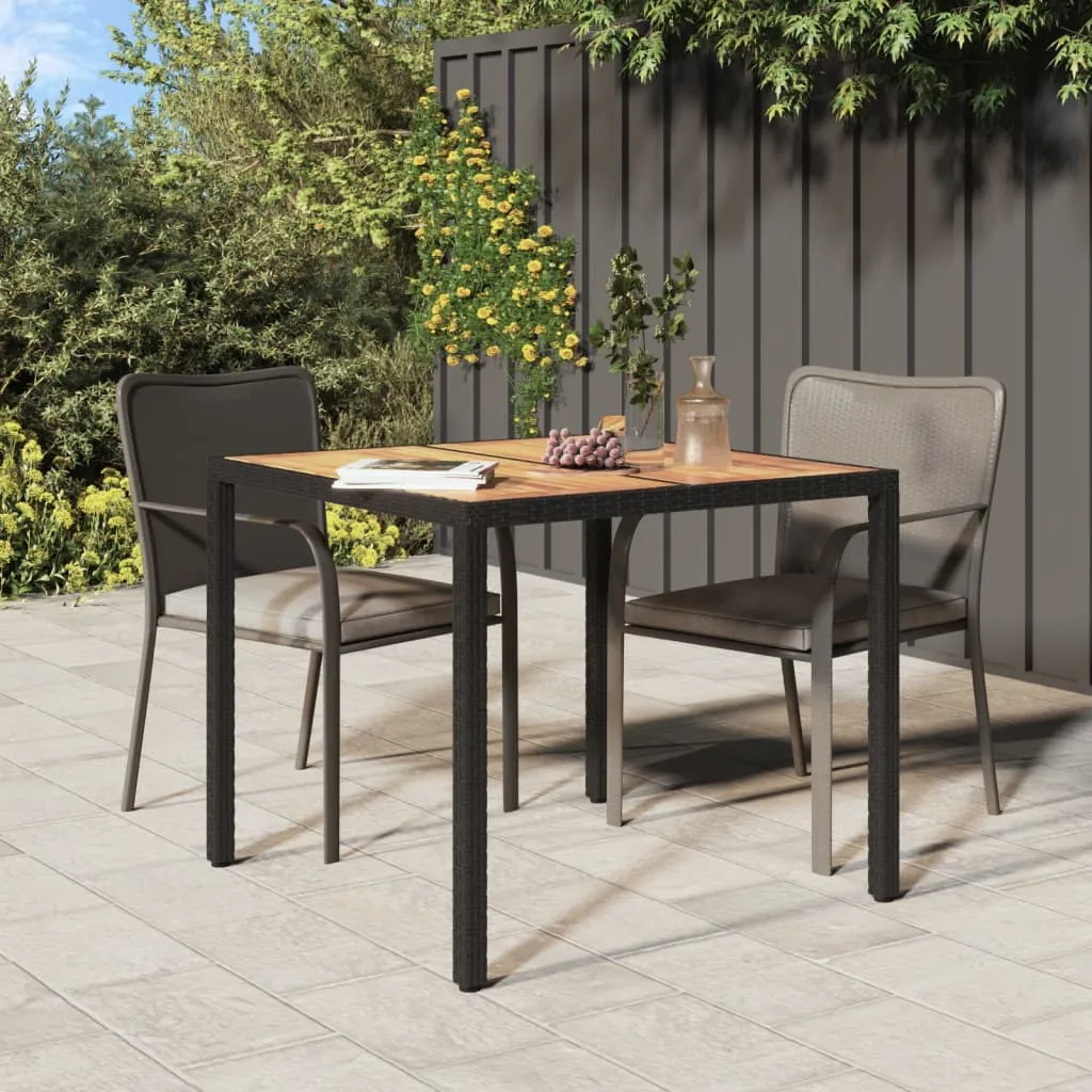 vidaXL Tavolo da Giardino 90x90x75cm Polyrattan e Massello Acacia Nero