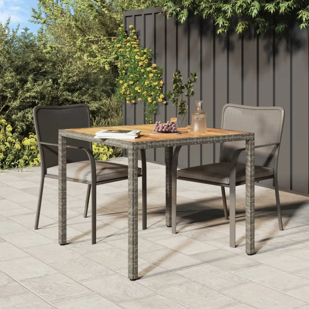 vidaXL Tavolo Giardino 90x90x75cm Polyrattan e Massello Acacia Grigio