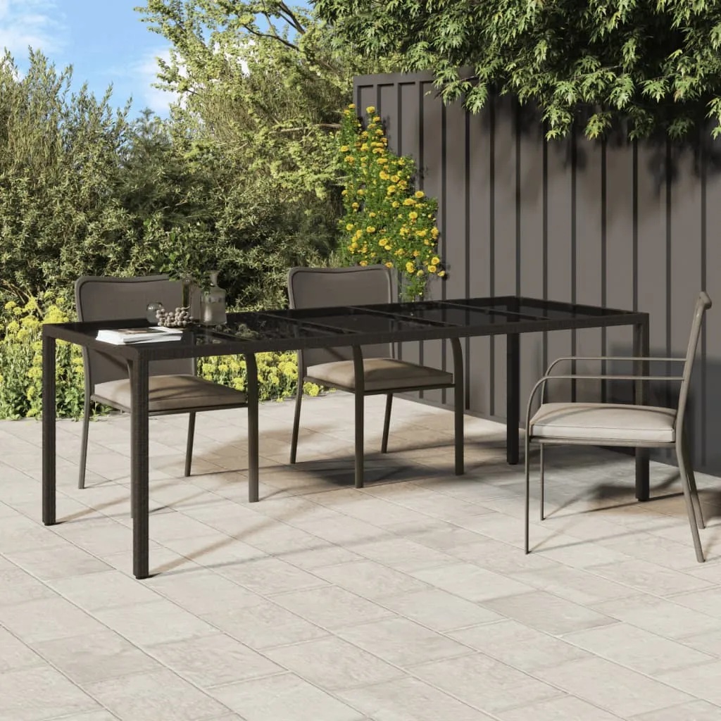 vidaXL Tavolo Giardino Marrone 250x100x75cm VetroTemperato Polyrattan