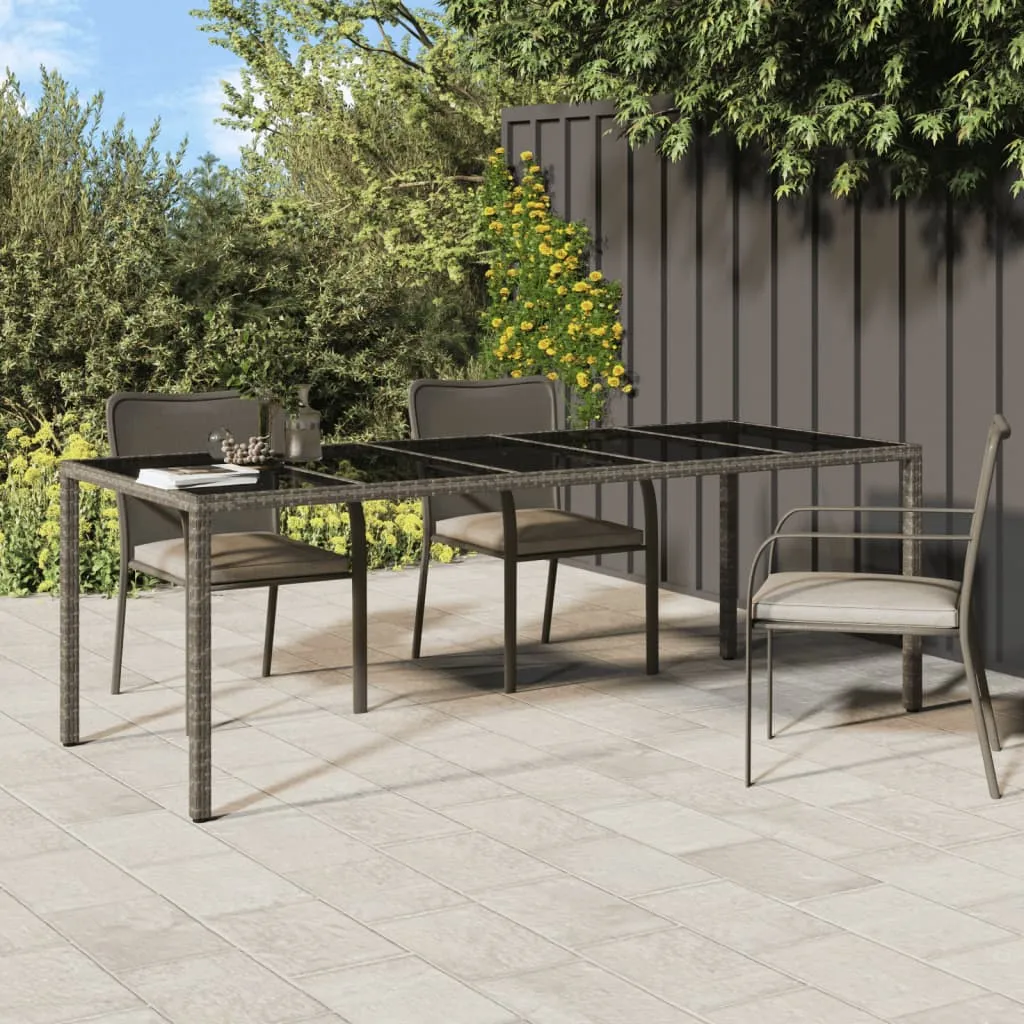 vidaXL Tavolo Giardino Grigio 250x100x75cm Vetro Temperato Polyrattan