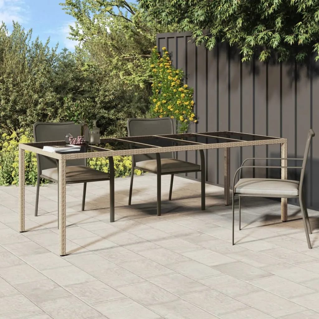 vidaXL Tavolo Giardino Beige 250x100x75cm Vetro Temperato e Polyrattan