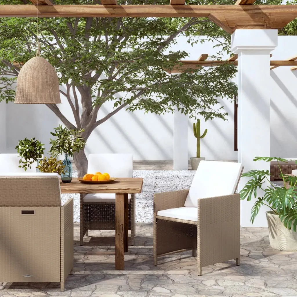 vidaXL Sedie da Giardino con Cuscini 4 pz in Polyrattan Beige