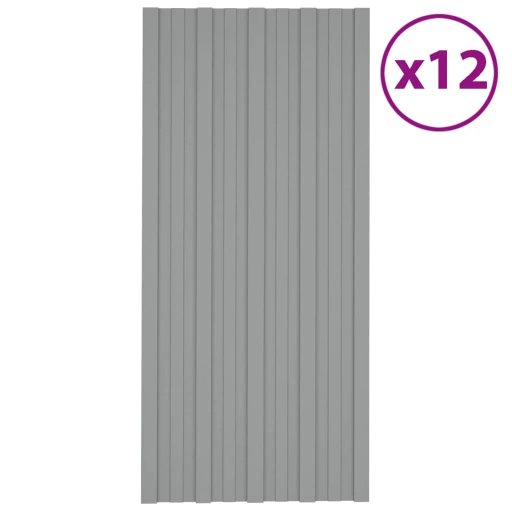 vidaXL Pannelli da Tetto 12 pz in Acciaio Zincato Grigio 100x45 cm