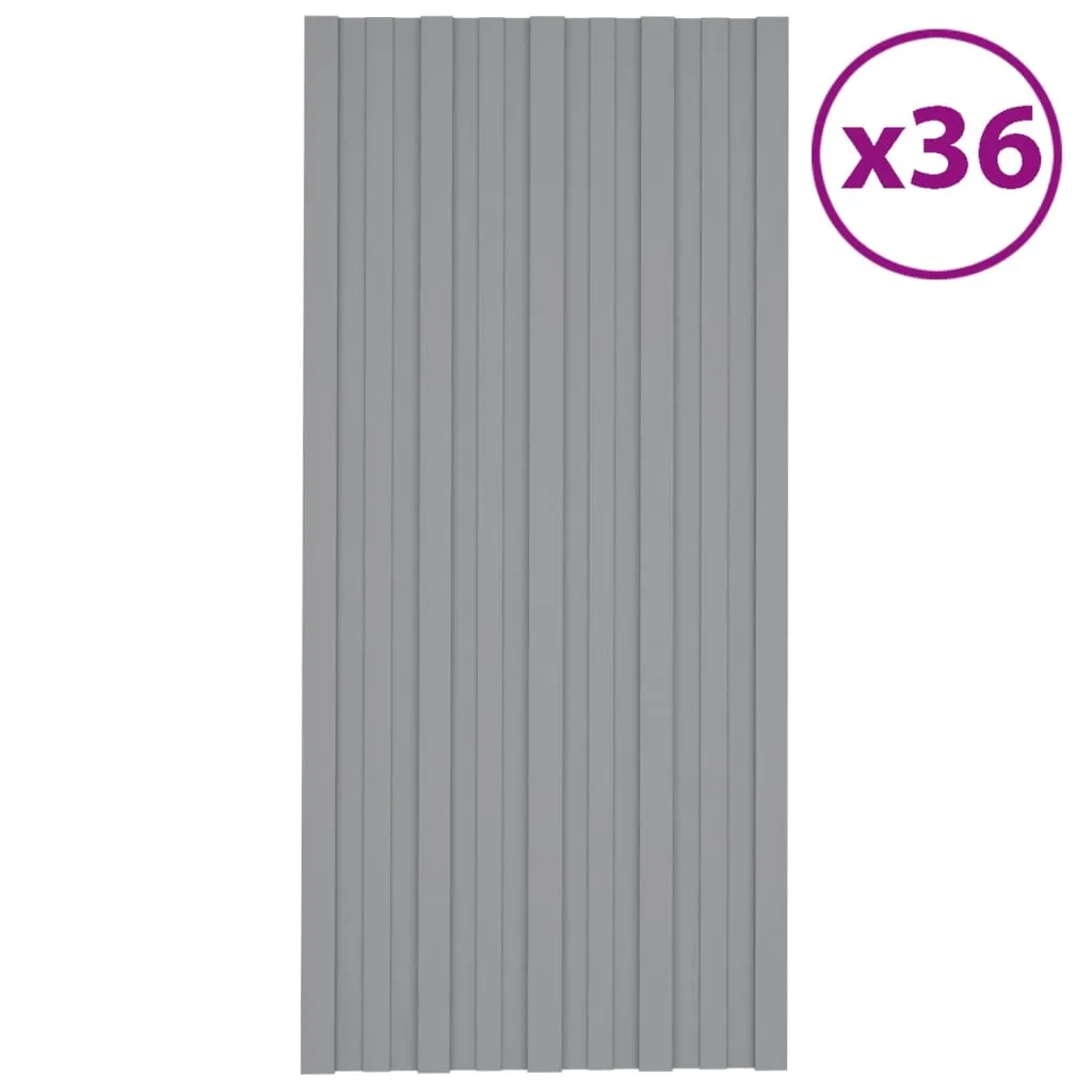 vidaXL Pannelli da Tetto 36 pz in Acciaio Zincato Grigio 100x45 cm