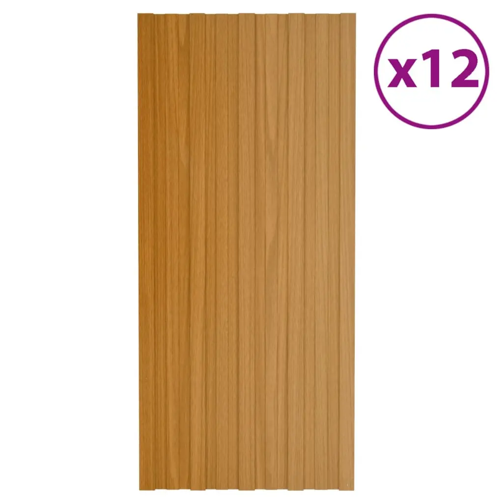 Pannelli da Tetto 12 pz in Acciaio Zincato Naturale 100x45 cm