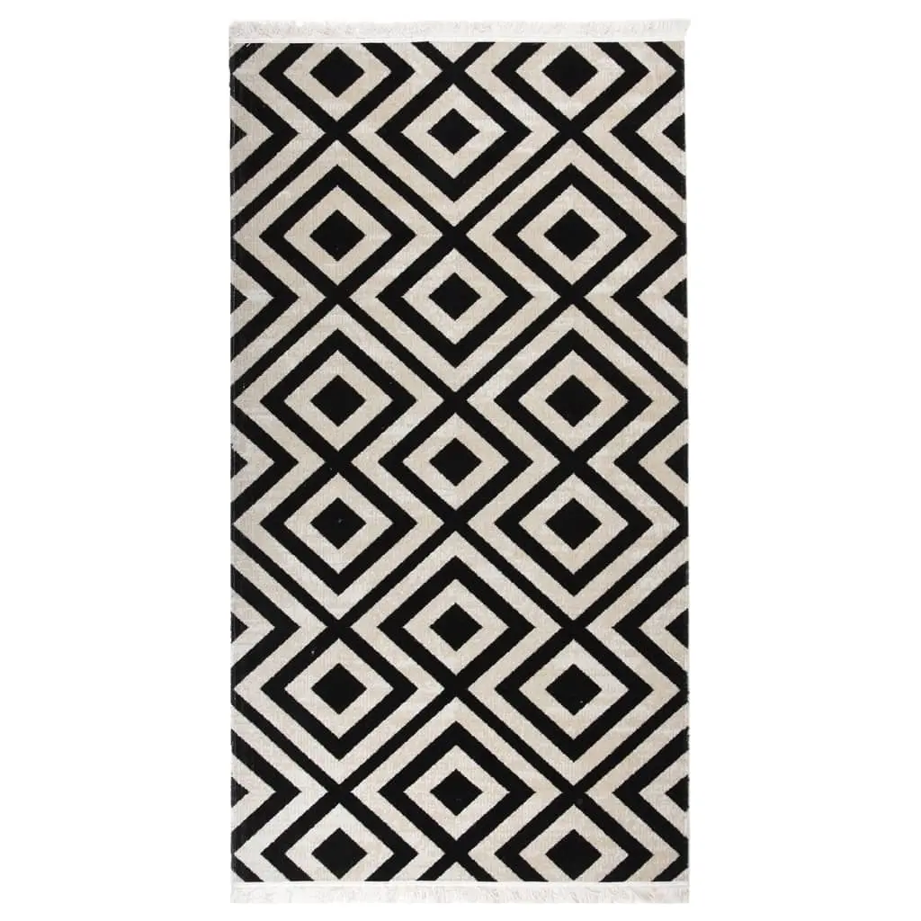 Tappeto da Esterni a Tessitura Piatta 80x150 cm Nero e Beige