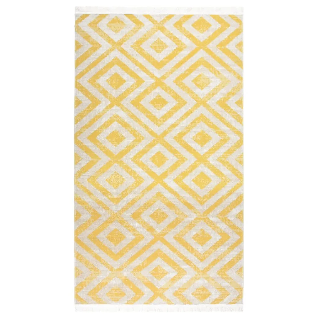 vidaXL Tappeto da Esterni a Tessitura Piatta 115x170 cm Giallo e Beige