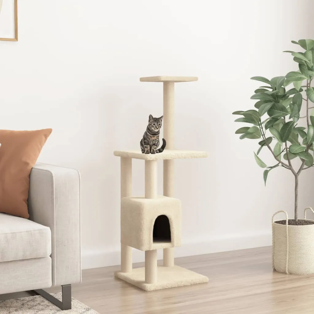 vidaXL Albero per Gatti con Tiragraffi in Sisal Crema 104 cm