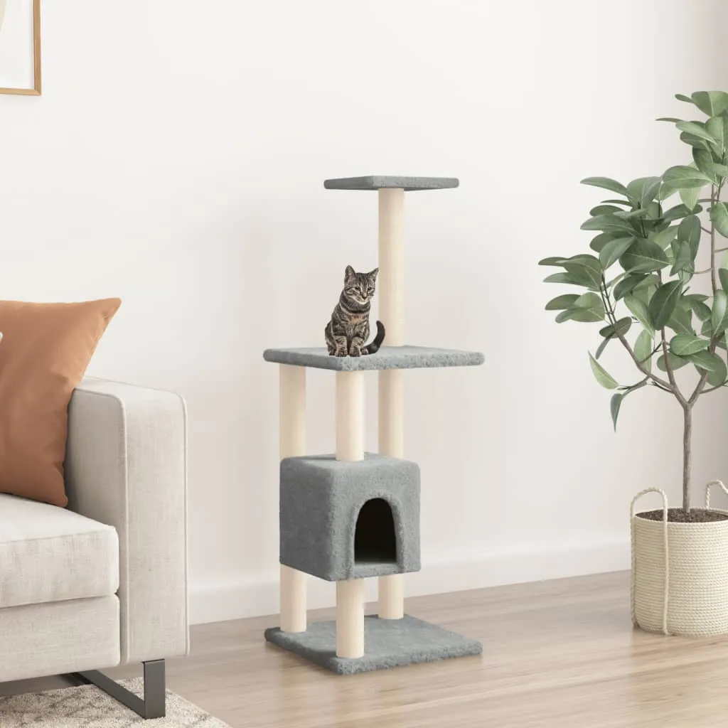 vidaXL Albero per Gatti con Tiragraffi in Sisal Grigio Chiaro 104 cm