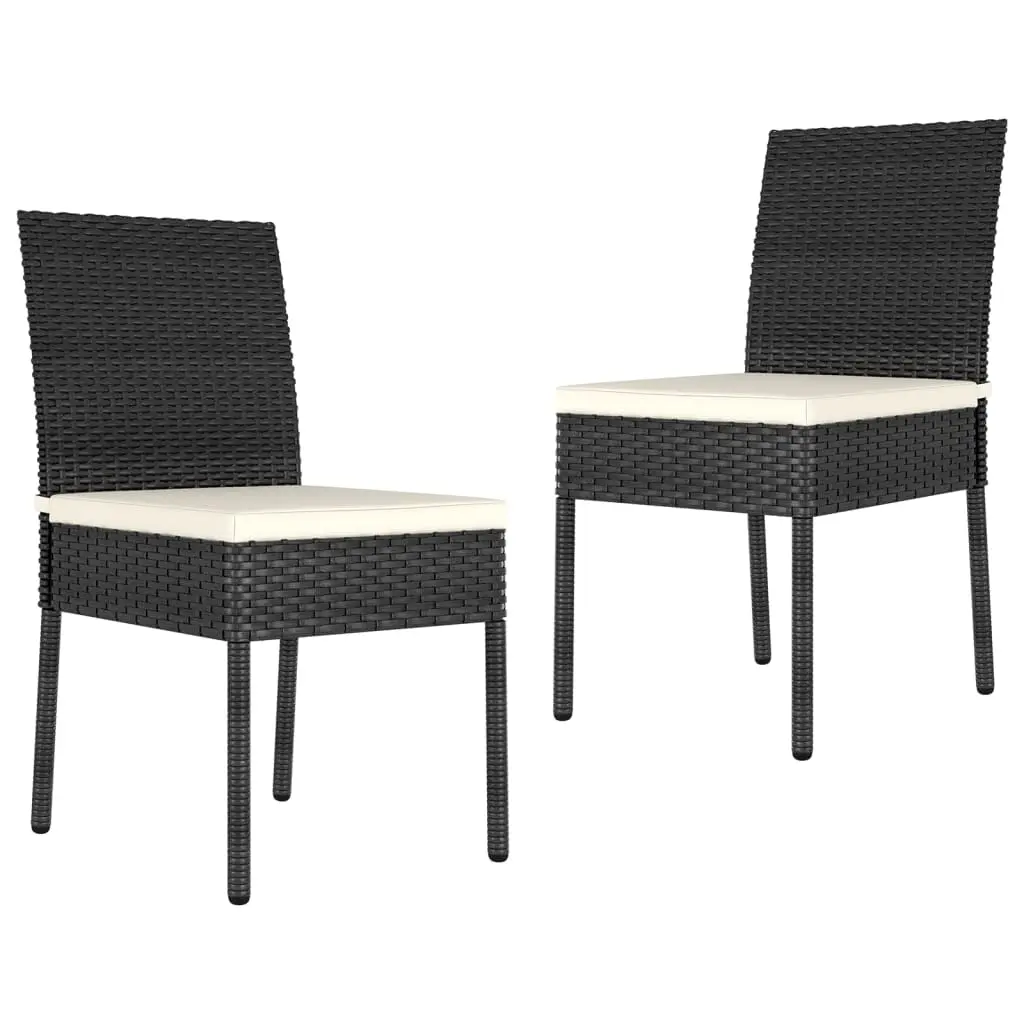 Sedie da Pranzo per Giardino 2 pz in Polyrattan Nero